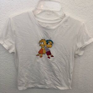 White T-Shirt with Simpsons Cartoon Characters
